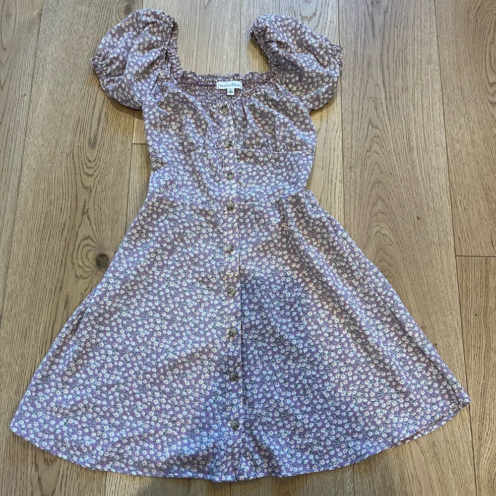 purple floral sweetheart dress